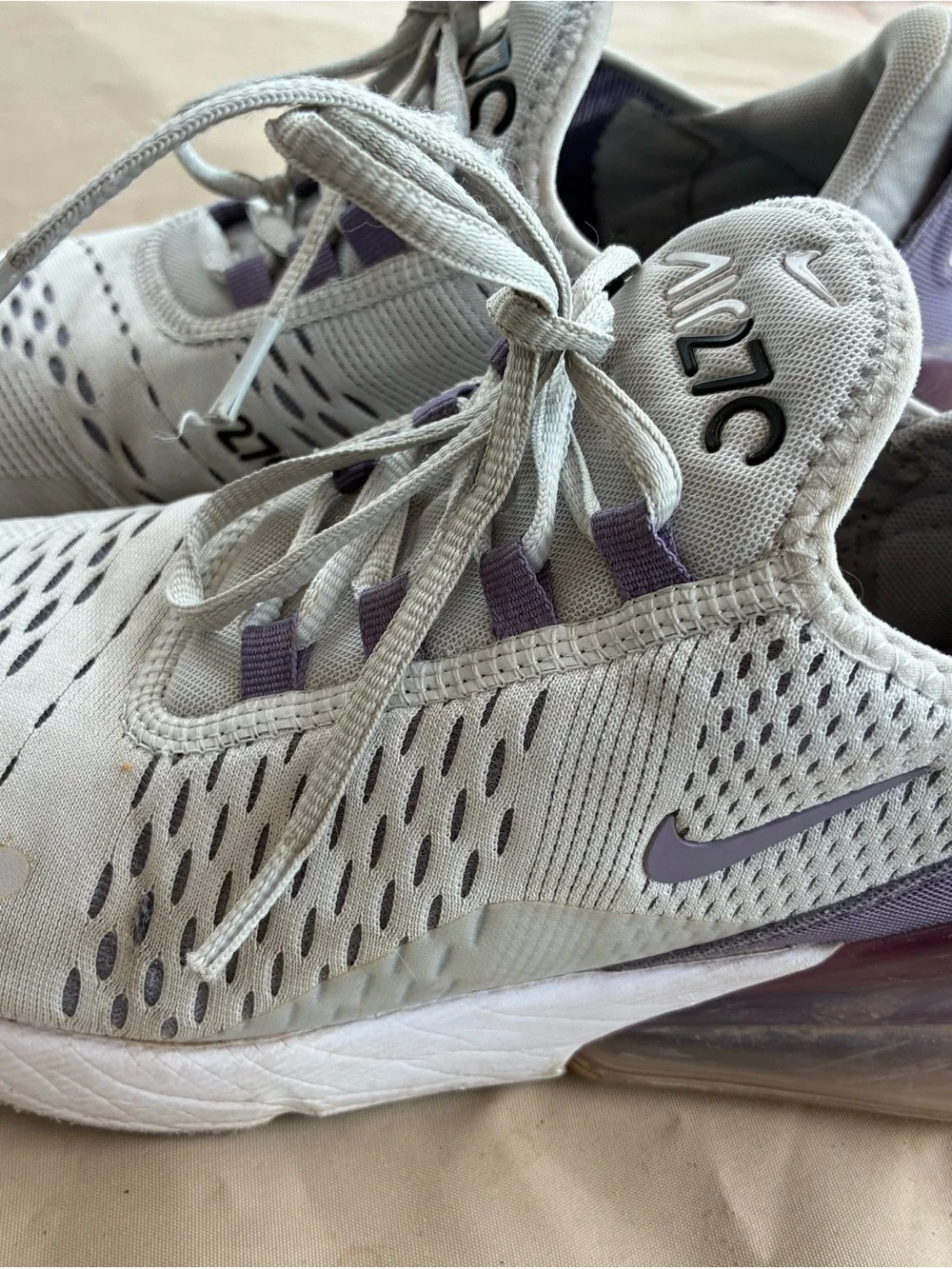 Nike Air 270 White & Lavender Mesh Sneakers